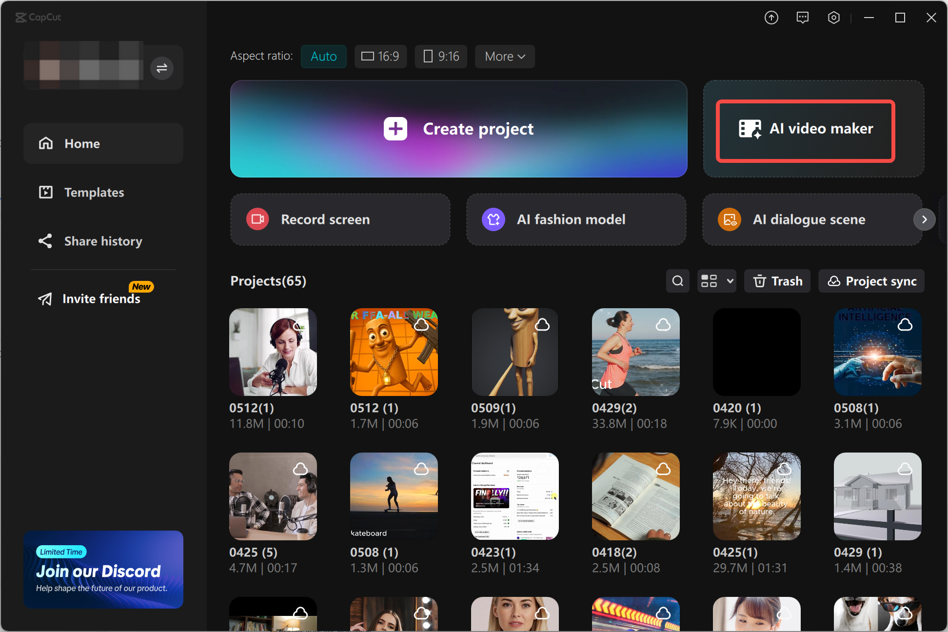 Zugriff auf das KI-Video-Maker-Tool von CapCut