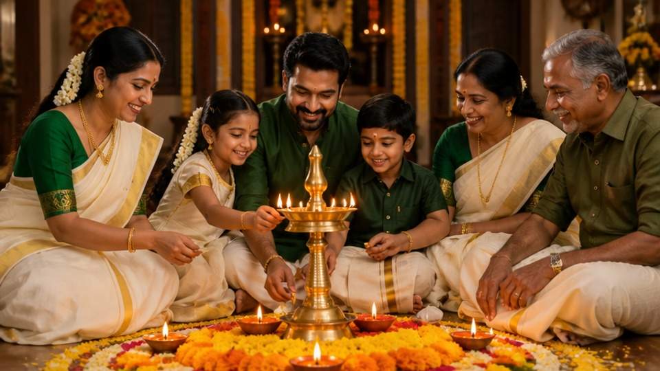 Onam Celebration CapCut Template — a traditional gathering with festive costumes and warm light