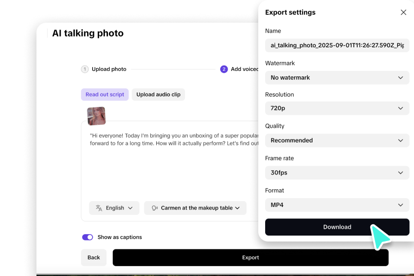 Export and download