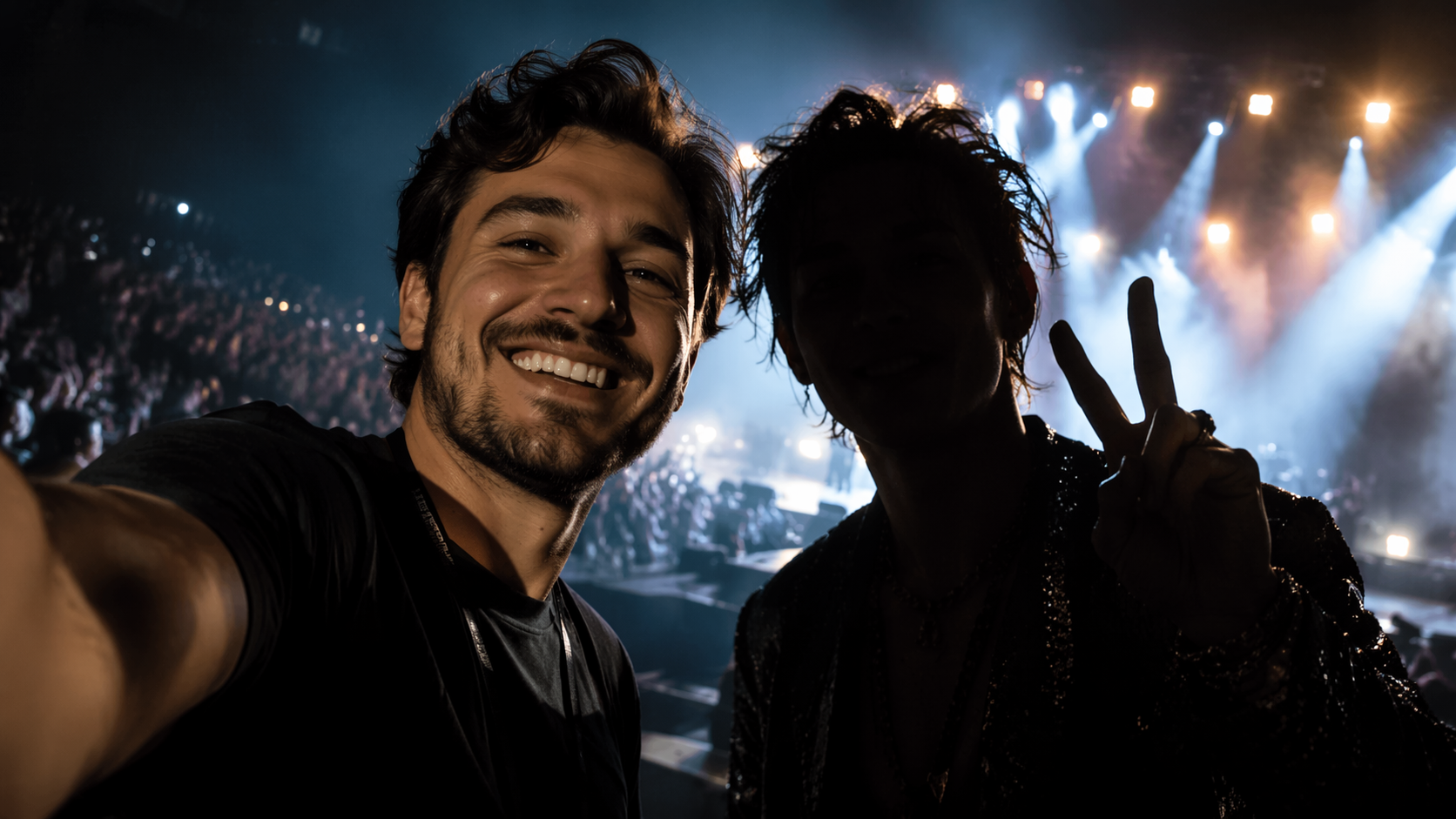 Dreamina Selfie With Celebrity prompt example 4: Spotlight Fan Moment