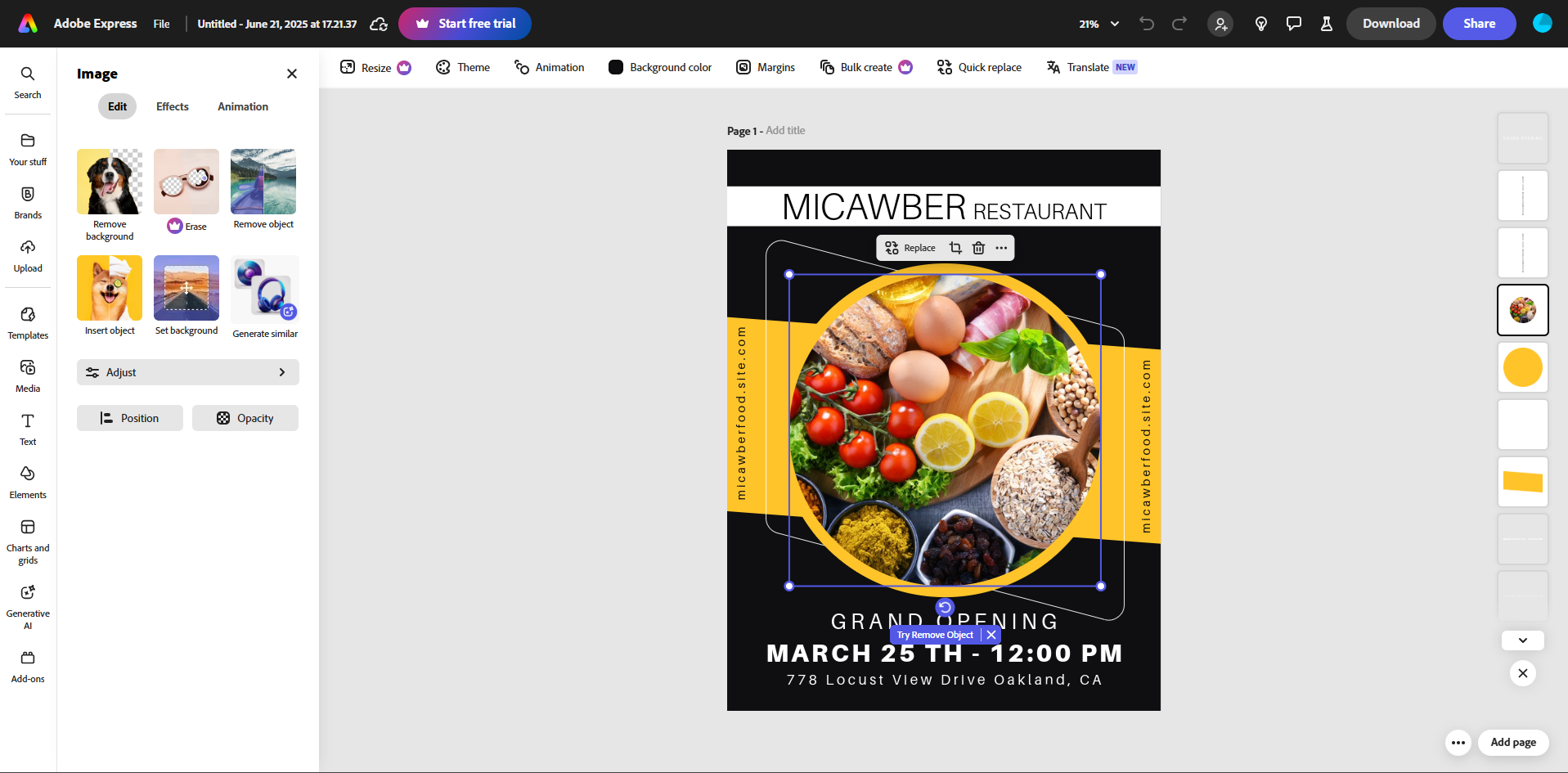 Editing text and adding images to flyers in Adobe