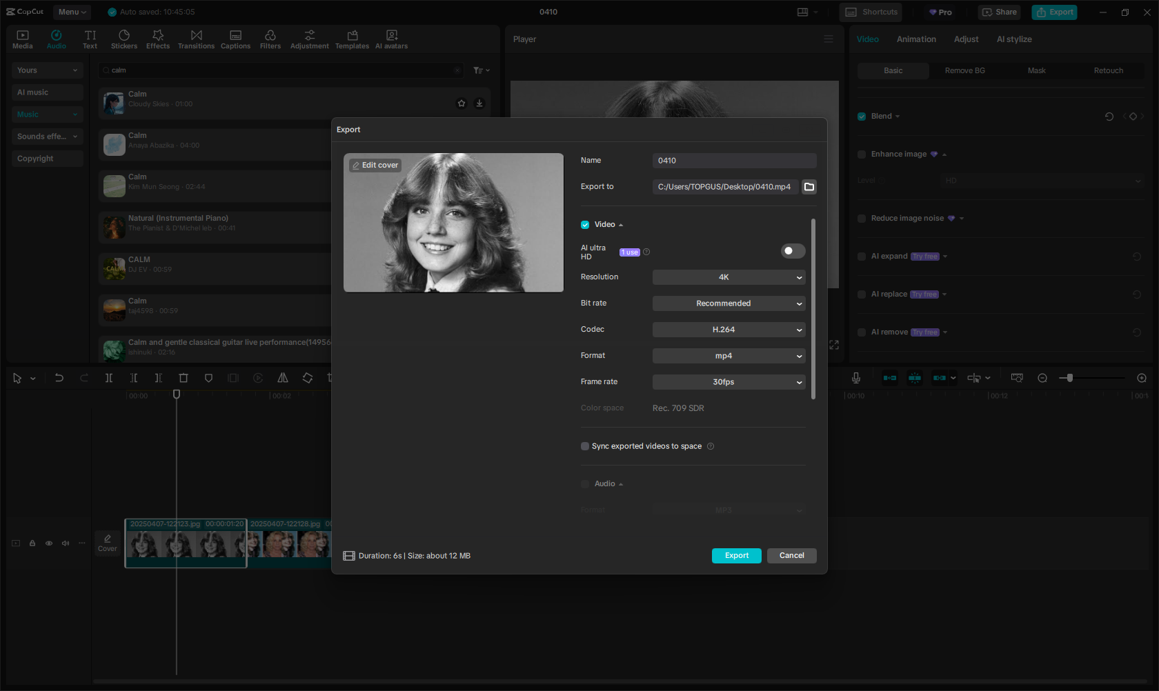 High export speed in CapCut