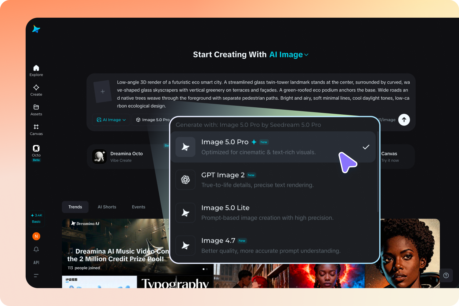 Adjust the settings and generate