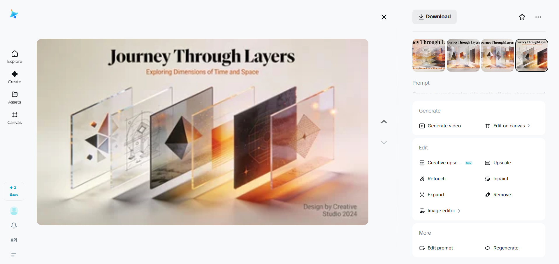 โปสเตอร์ชั้นที่มีเอฟเฟกต์ความลึกและเงา