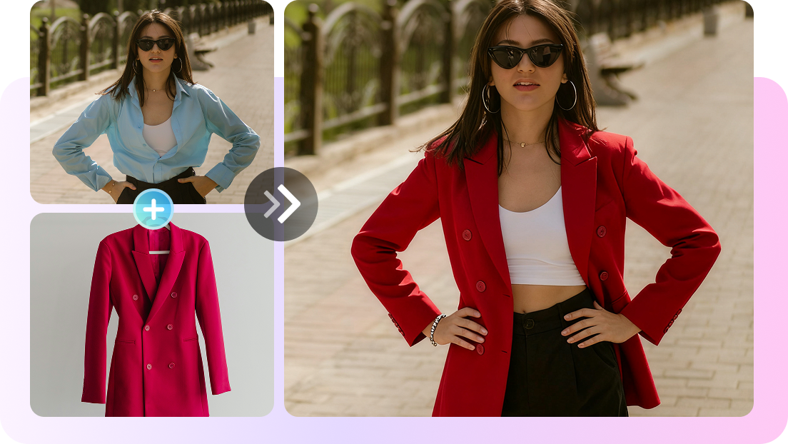 AI virtual model clothing try-on photography in CapCut