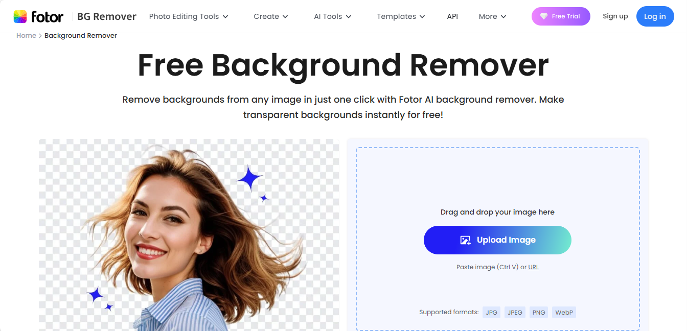 Fotor image editor cut out interface