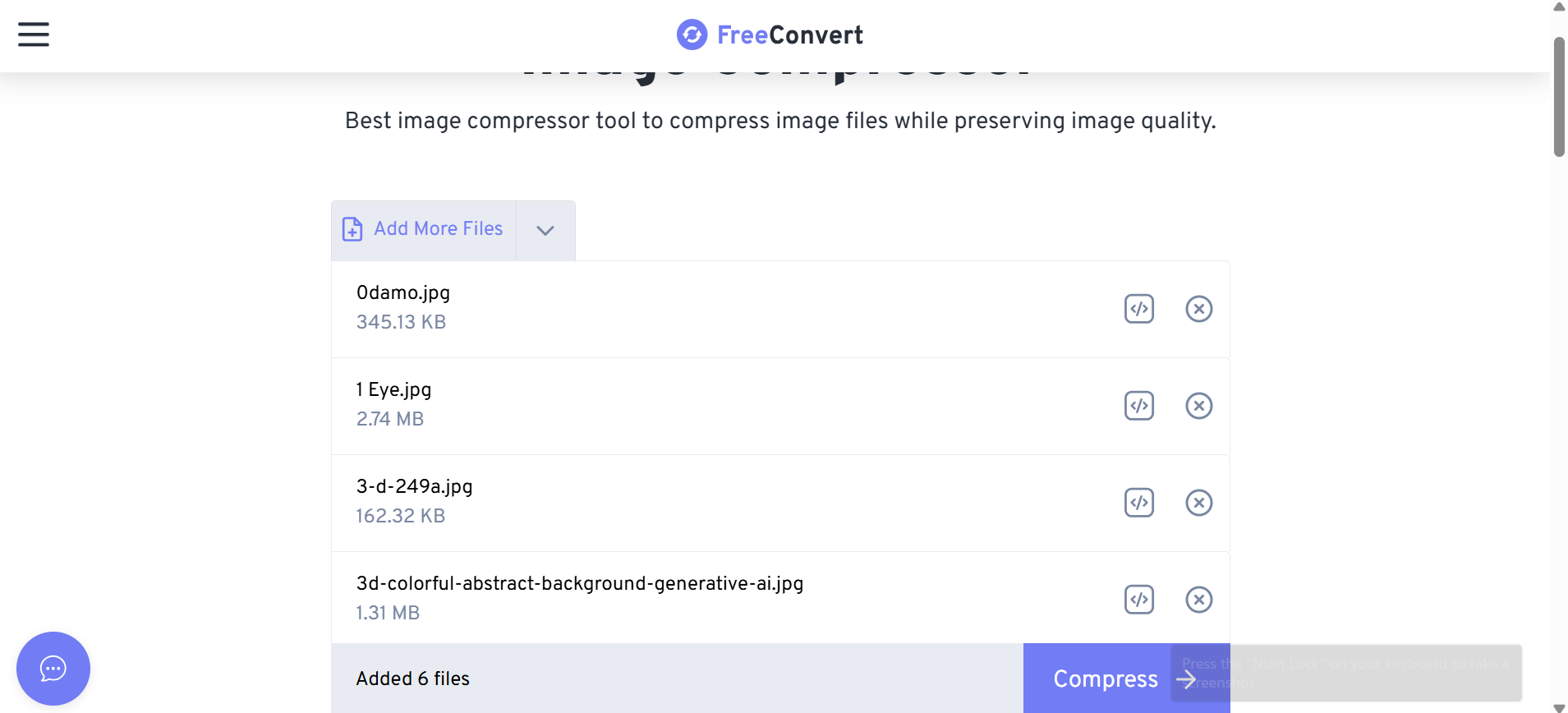 FreeConvert - the best tool to  compress batch images for free