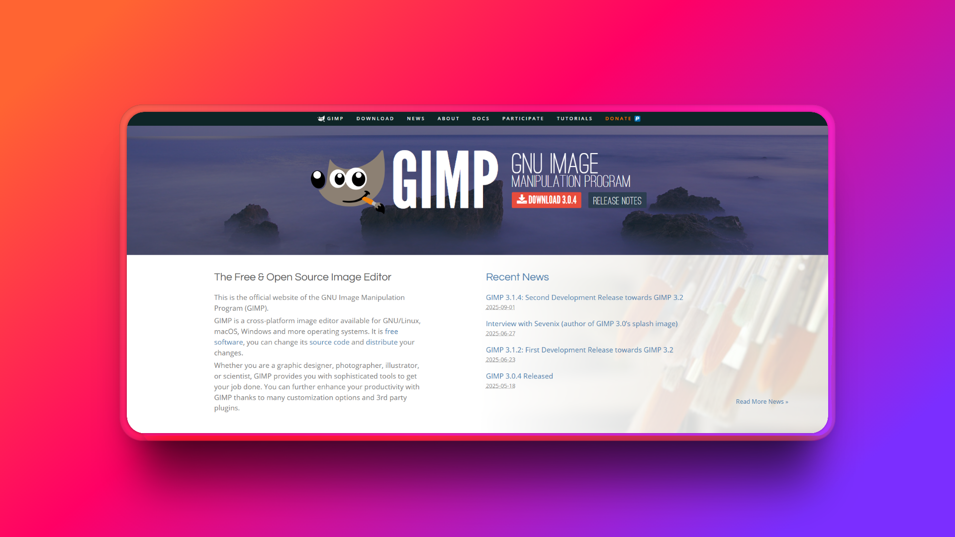 GIMP's official website