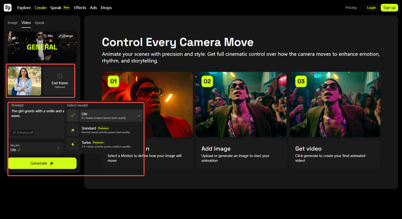 Add an image and a text prompt