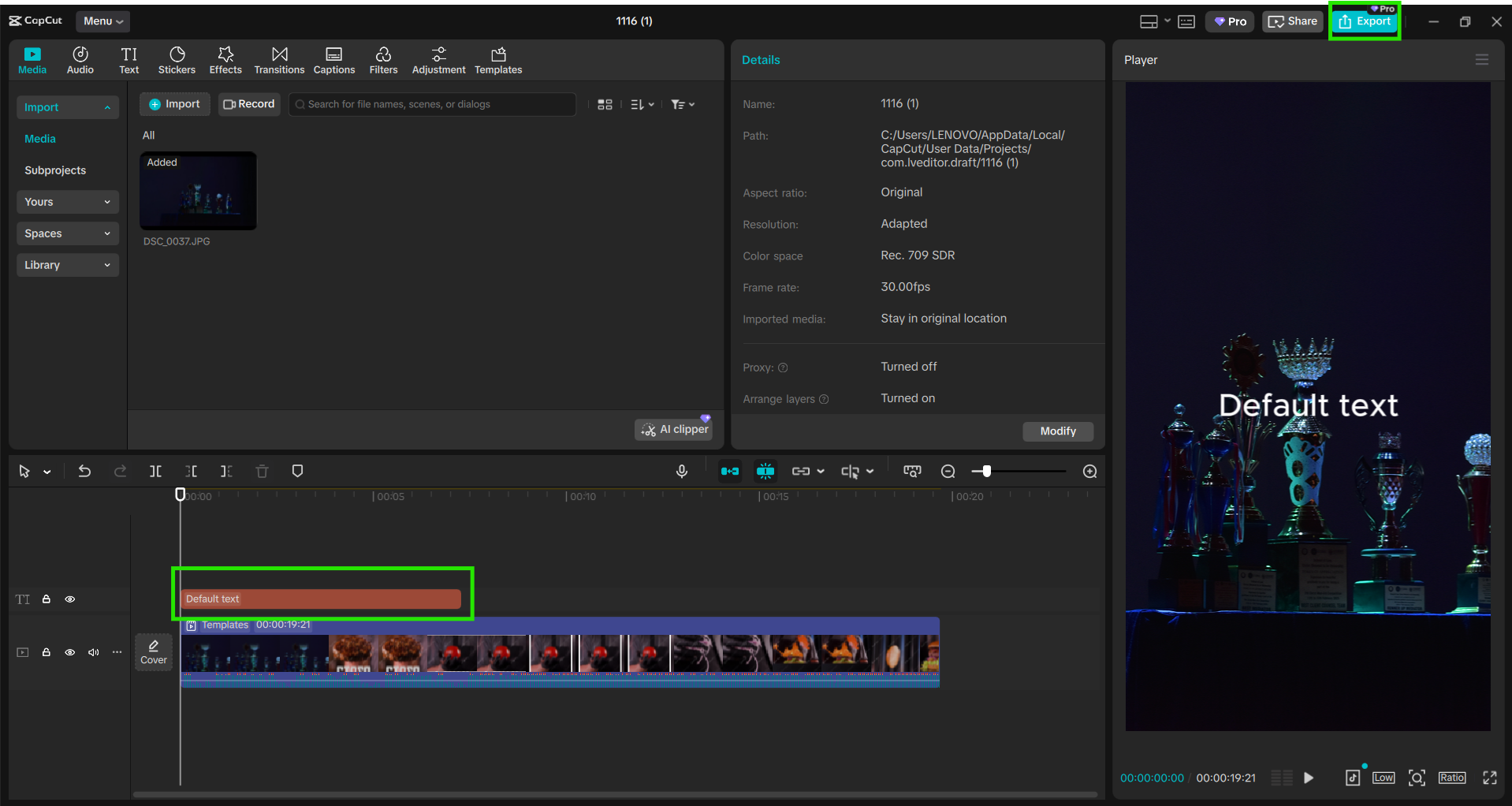 Arraste a barra de texto de acordo com a linha do tempo desejada