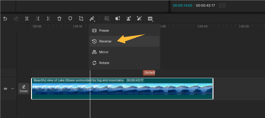 PC上のCapCutでビデオクリップを逆再生する
