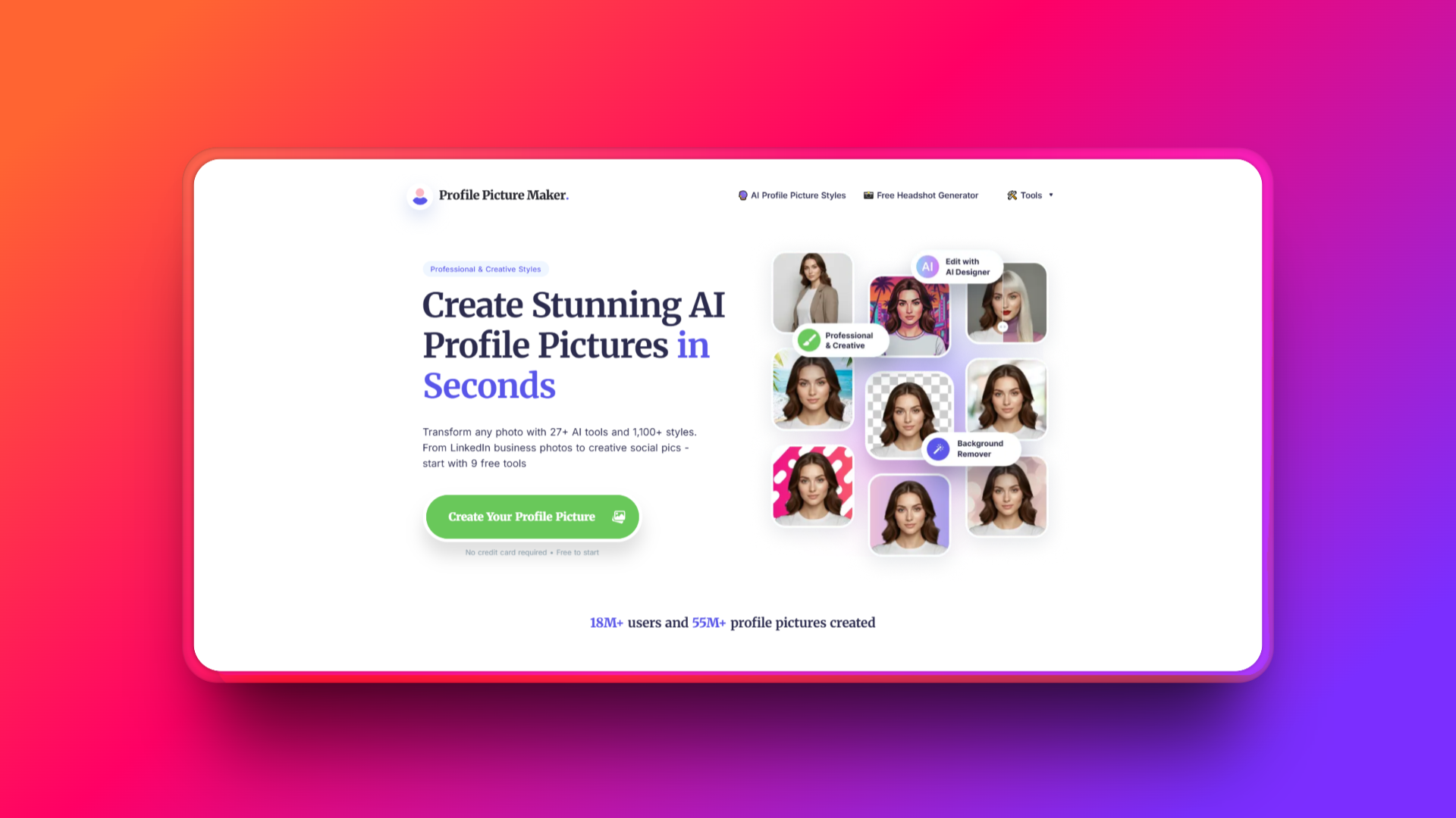 Create AI profile pictures using PFPMaker