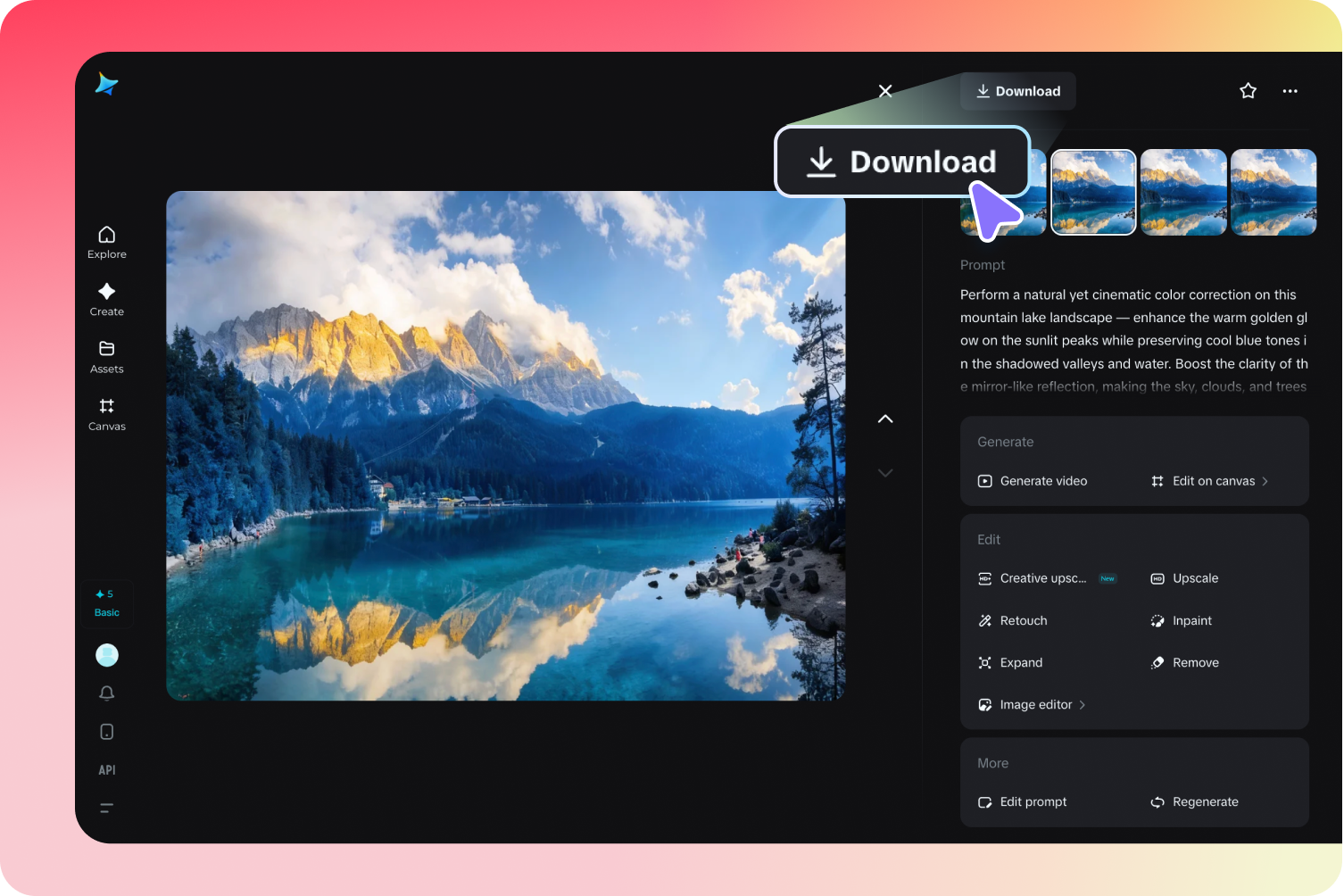 カラー補正された画像をダウンロード