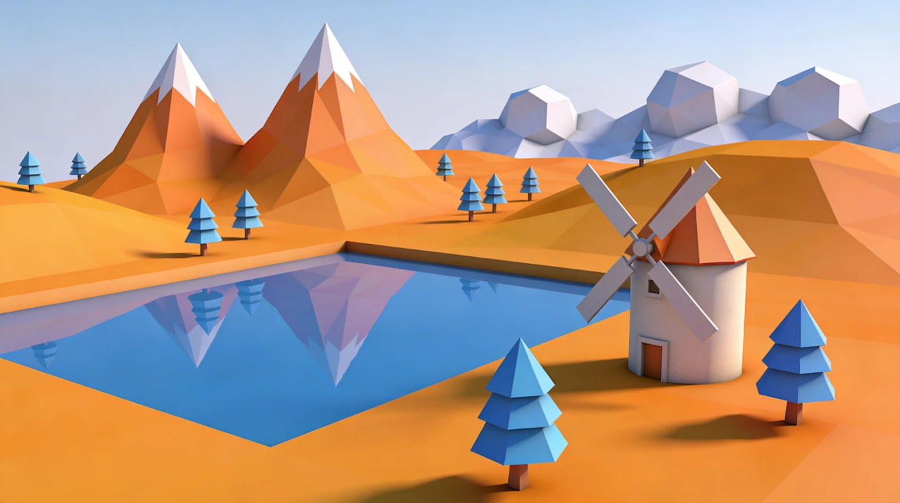 Imagine stilizată 3D low-poly