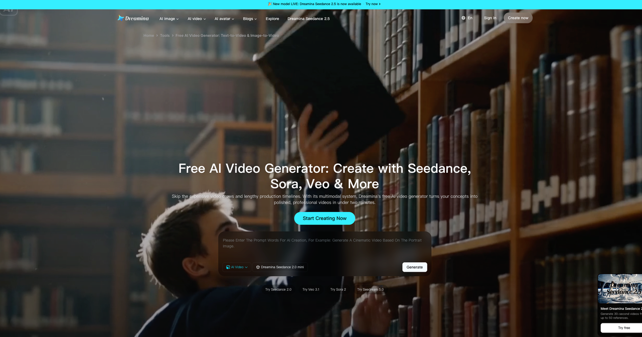 Dreamina: Best for multimodal references, storyboard control, and refinement