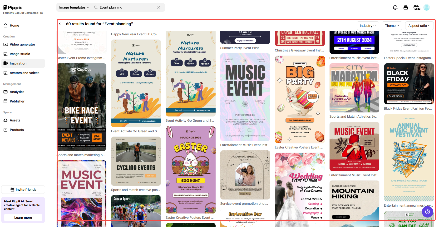 A variety of pre-designed templates