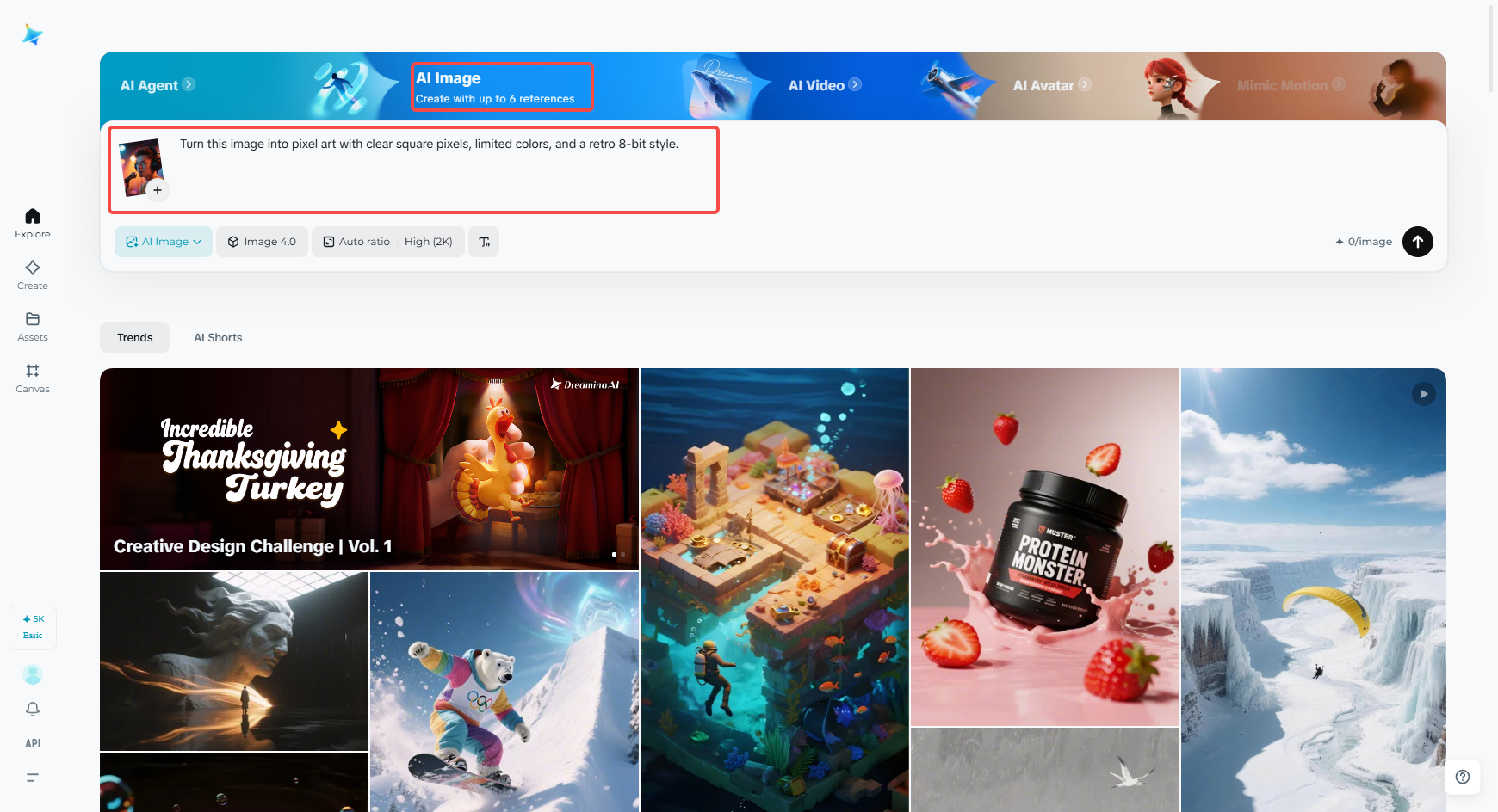 Upload your image to Dreamina