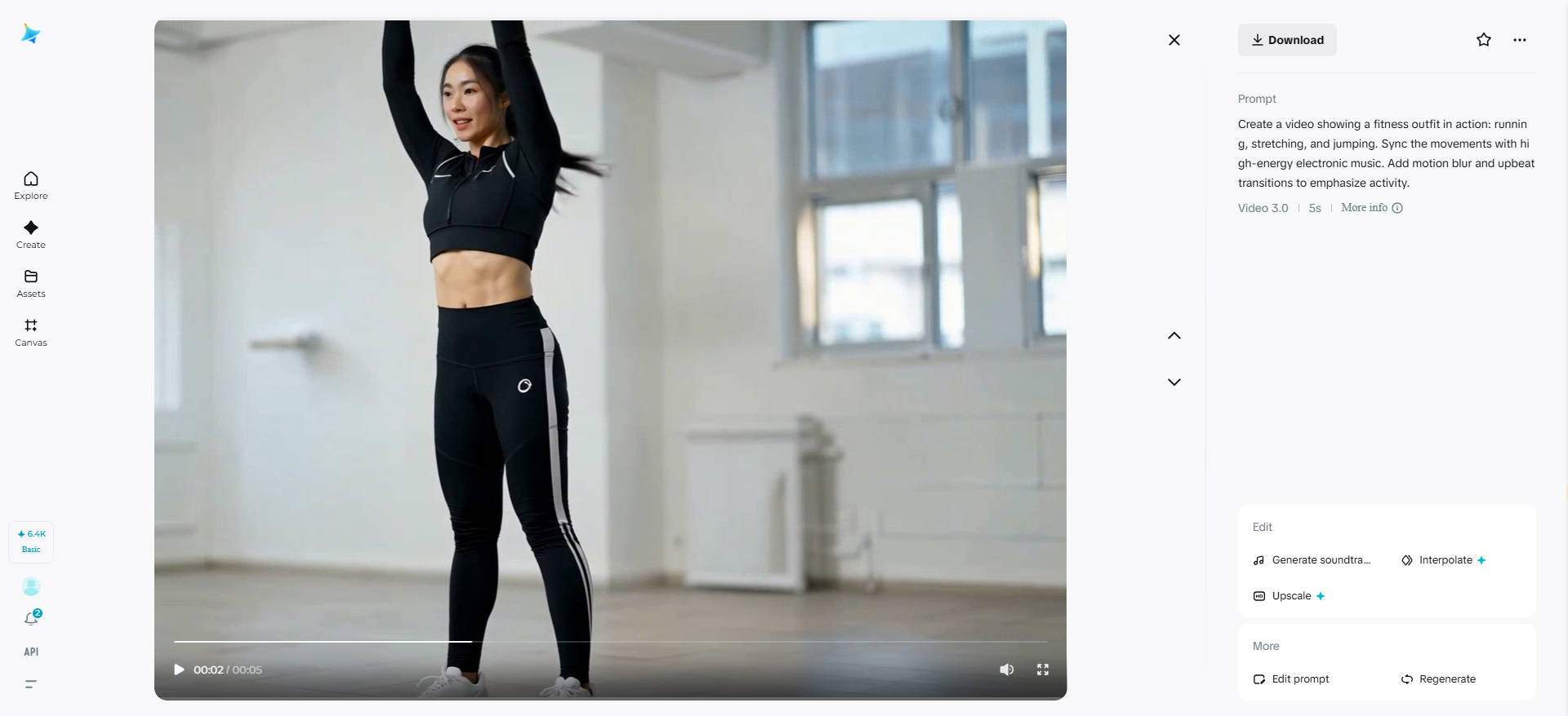 Fitness action synced with high-energy beats
