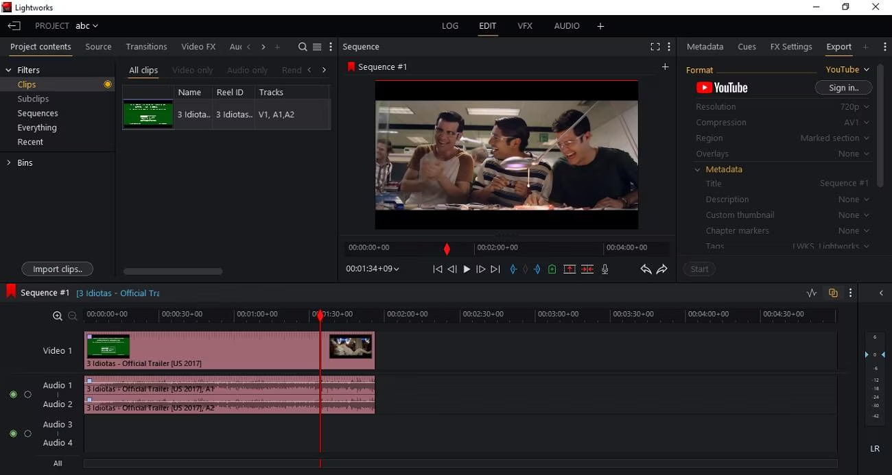 Interface of Lightworks