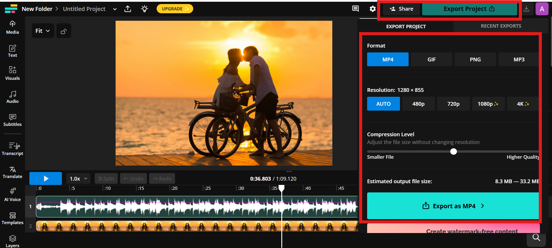 Export and share
