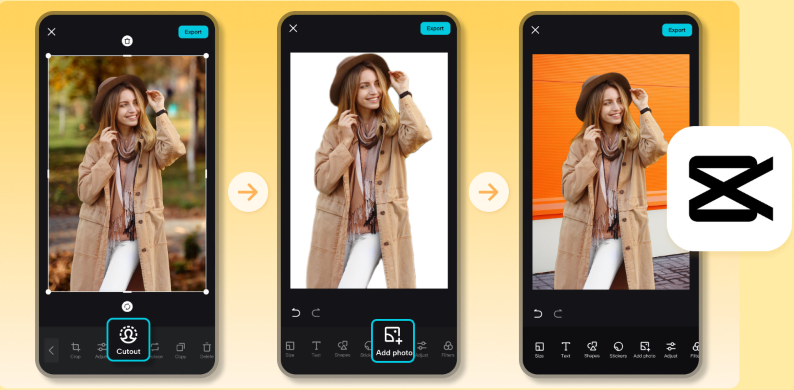 Gränssnitt för CapCut mobilapp - det bästa verktyget för att använda AI Bratz-filtret