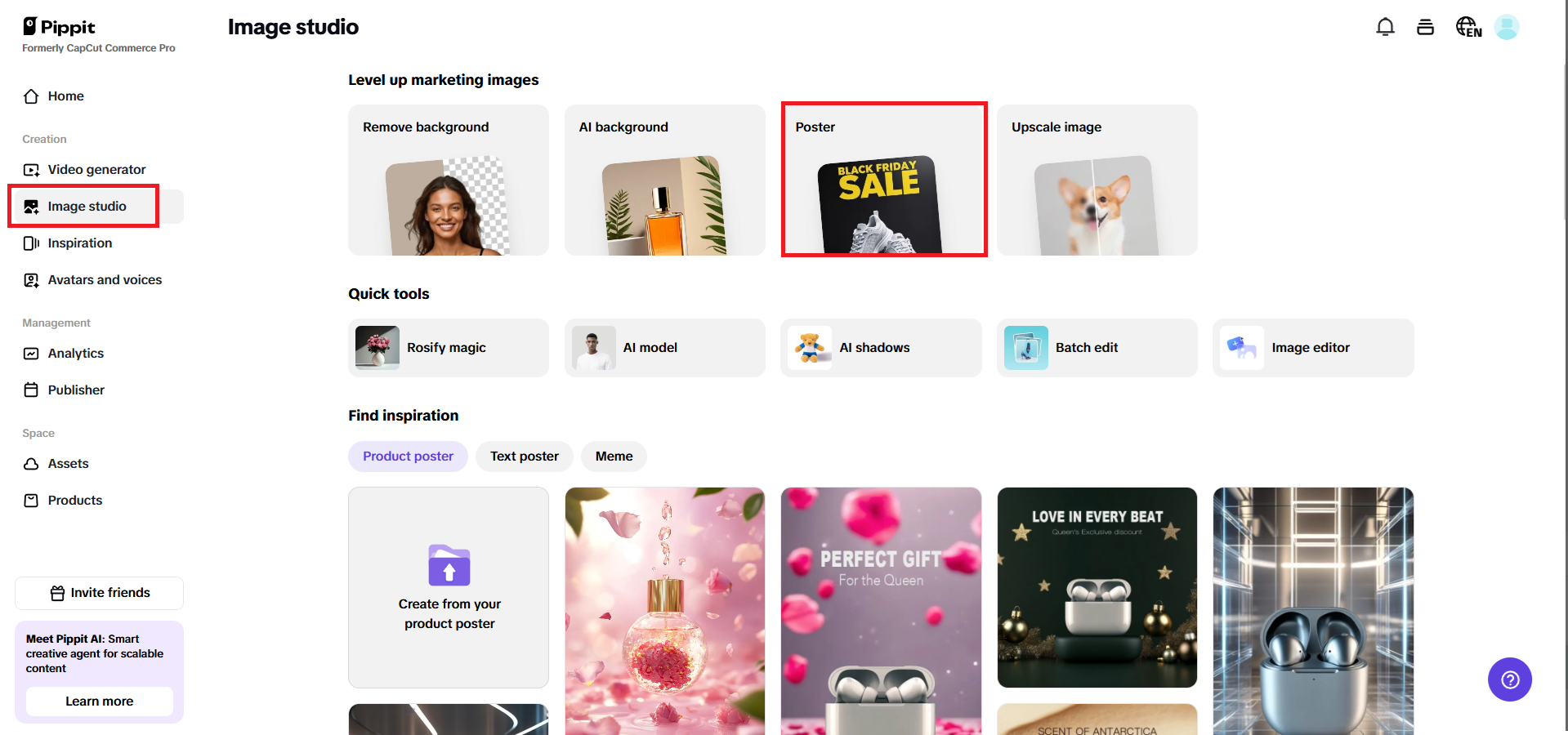 Choose "Poster" from Image Studio