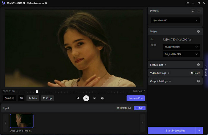 Interface of AVCLabs - another free online AI video upscaler