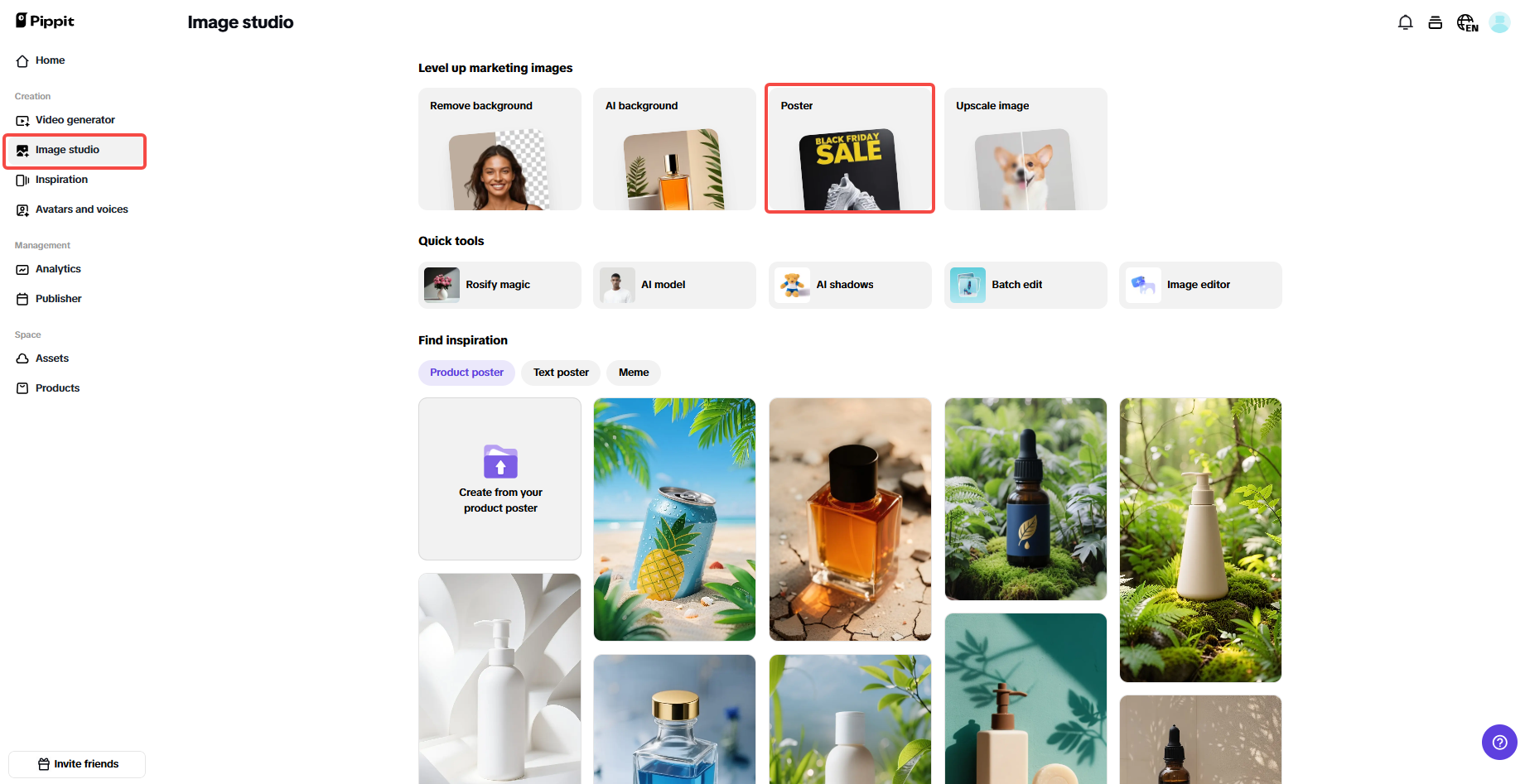 Оберіть «Постер» у Image studio