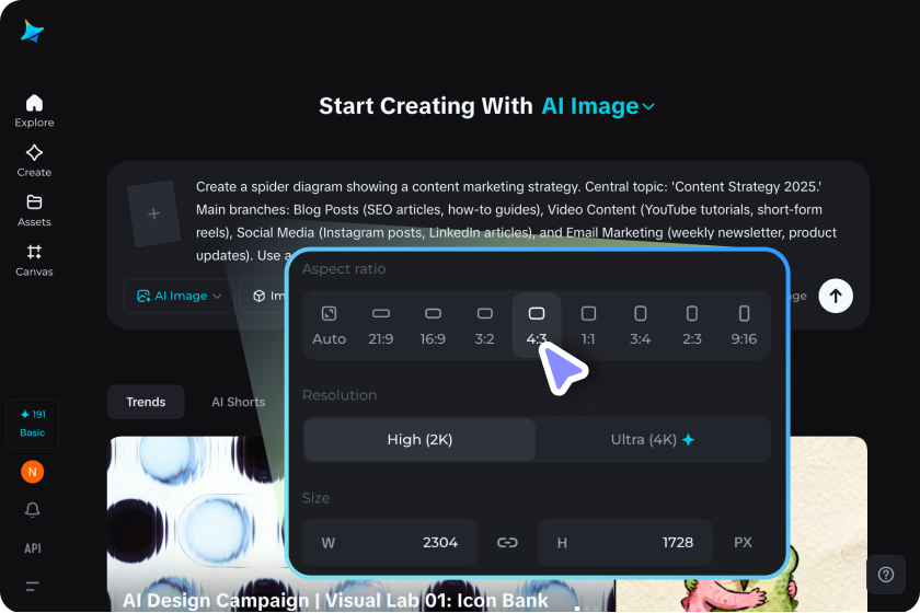 Choose your AI model and generation settings