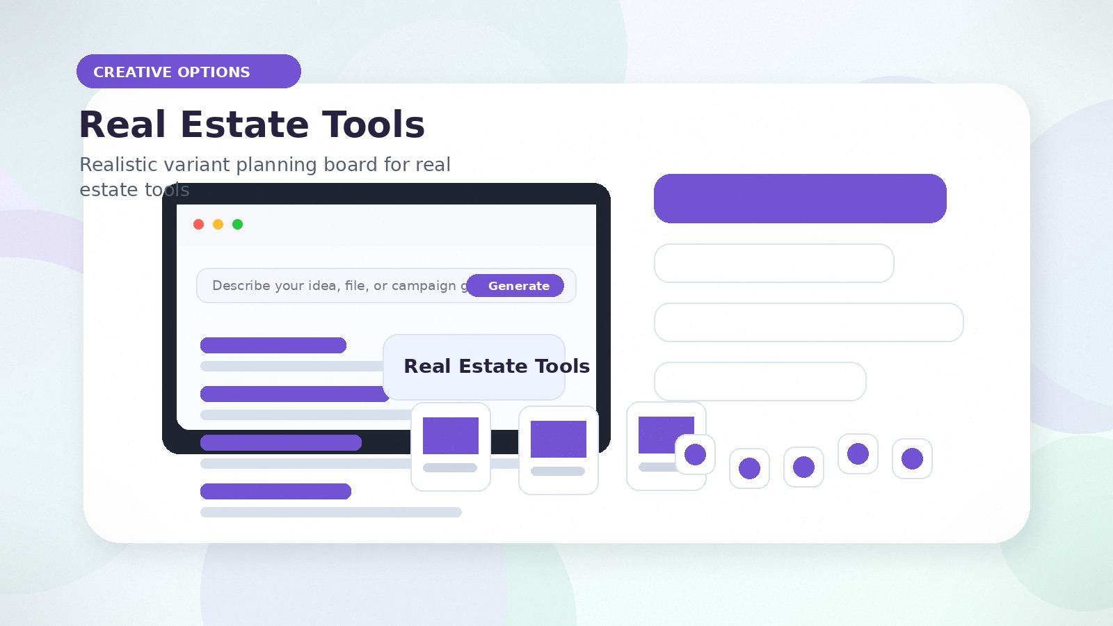 Real Estate Tools realistic creative options visual for real estate tools