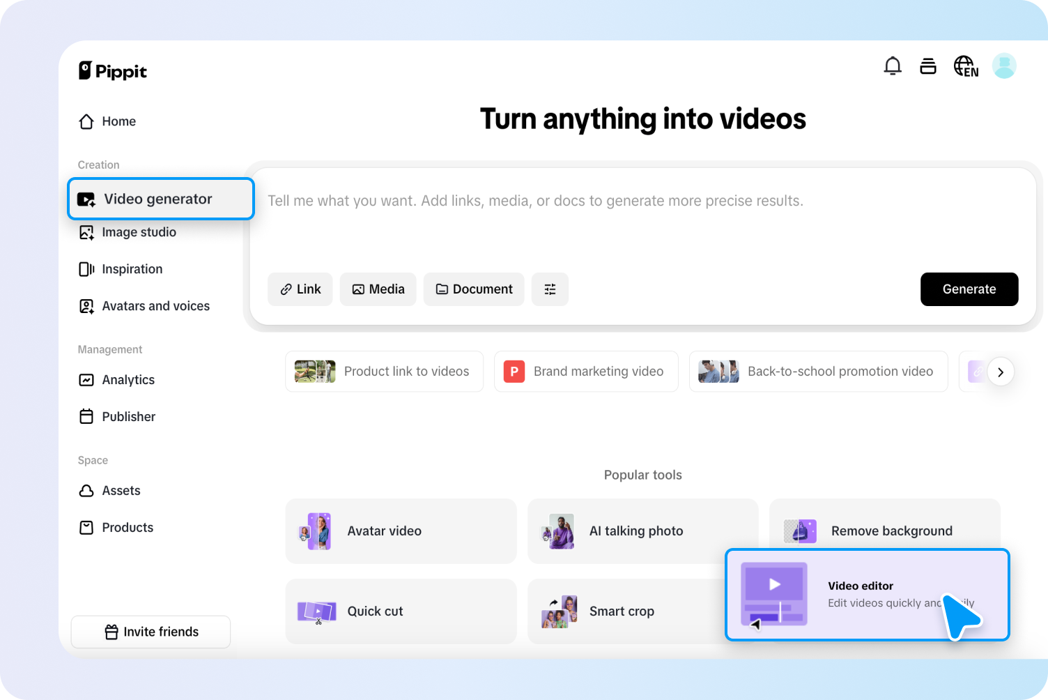 Start by uploading your video