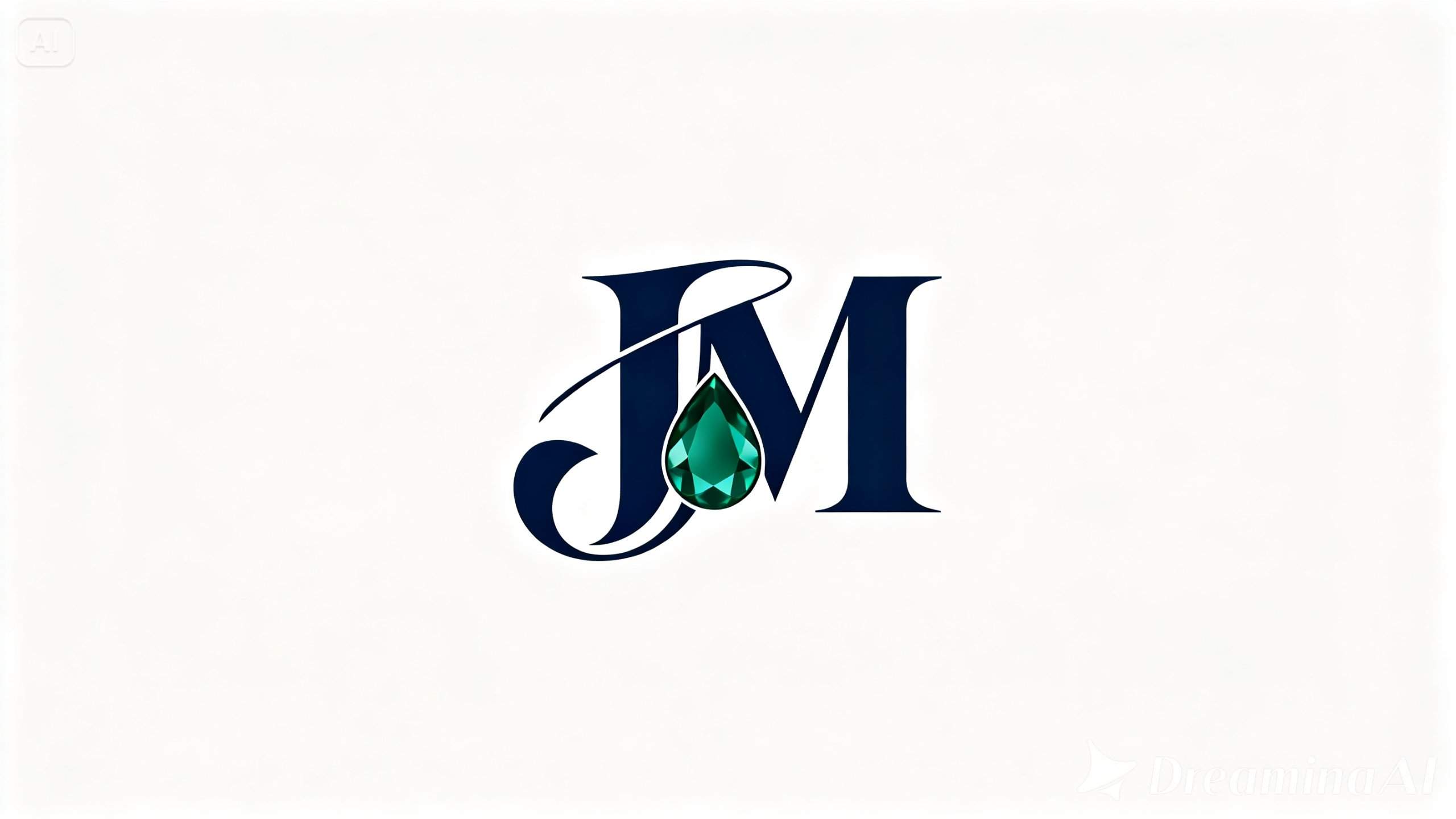 Logo de bijoux avec des initiales entrelacées avec un accent de pierres précieuses