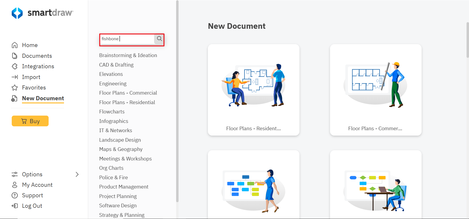 Open smartDraw and select a template