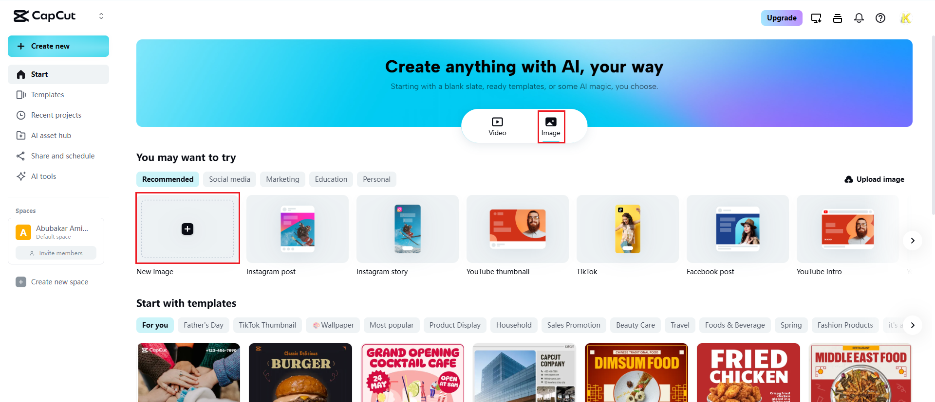 Upload your image to CapCut Web