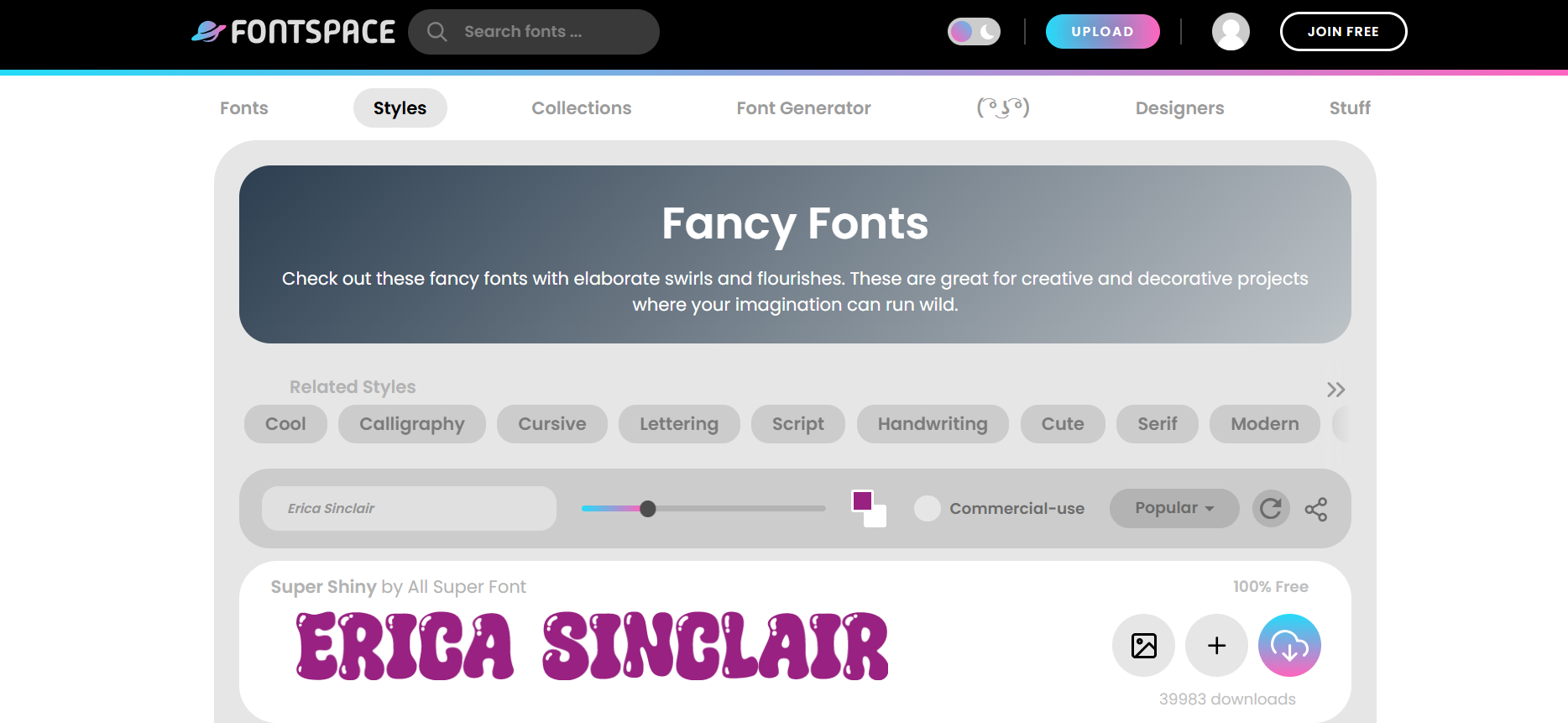 Fancy autograph with FontSpace