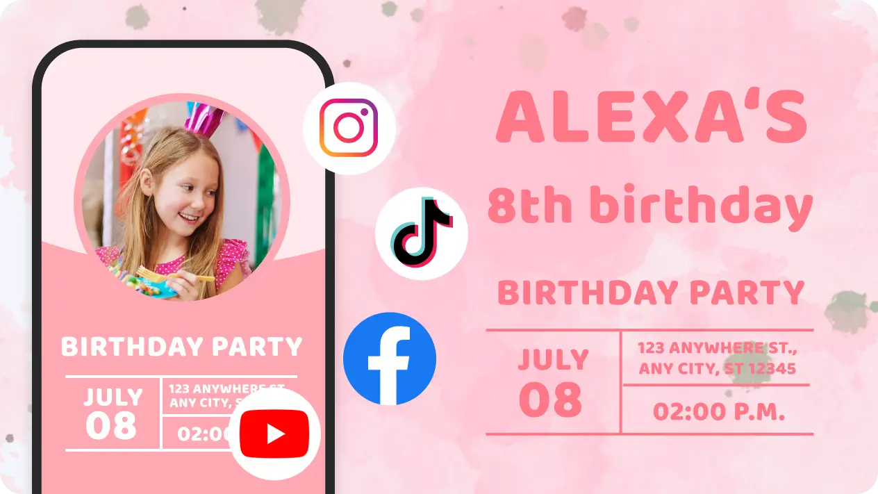 Fazer convite de aniversário personalizado online para multiplataforma