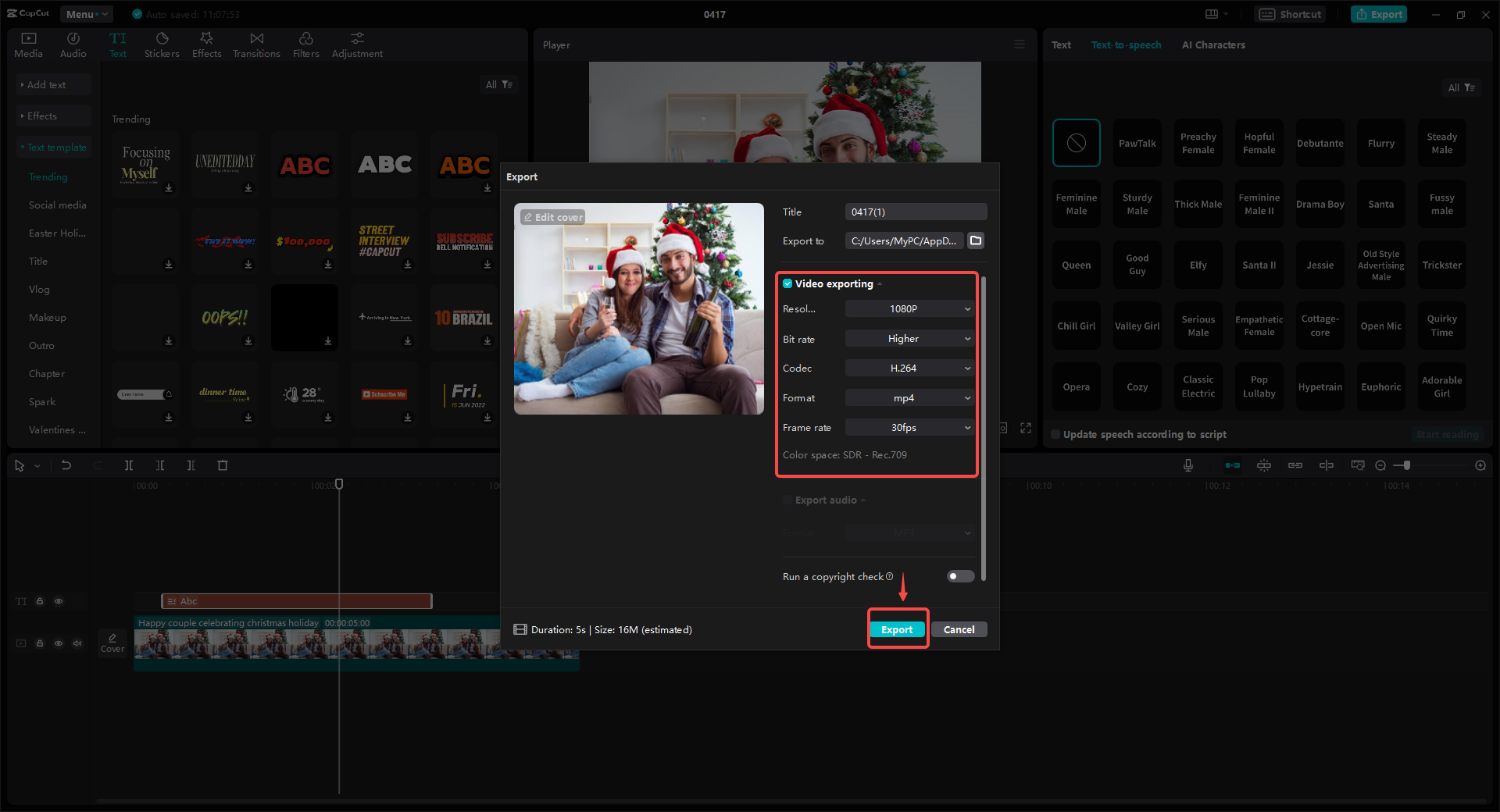 Export your video