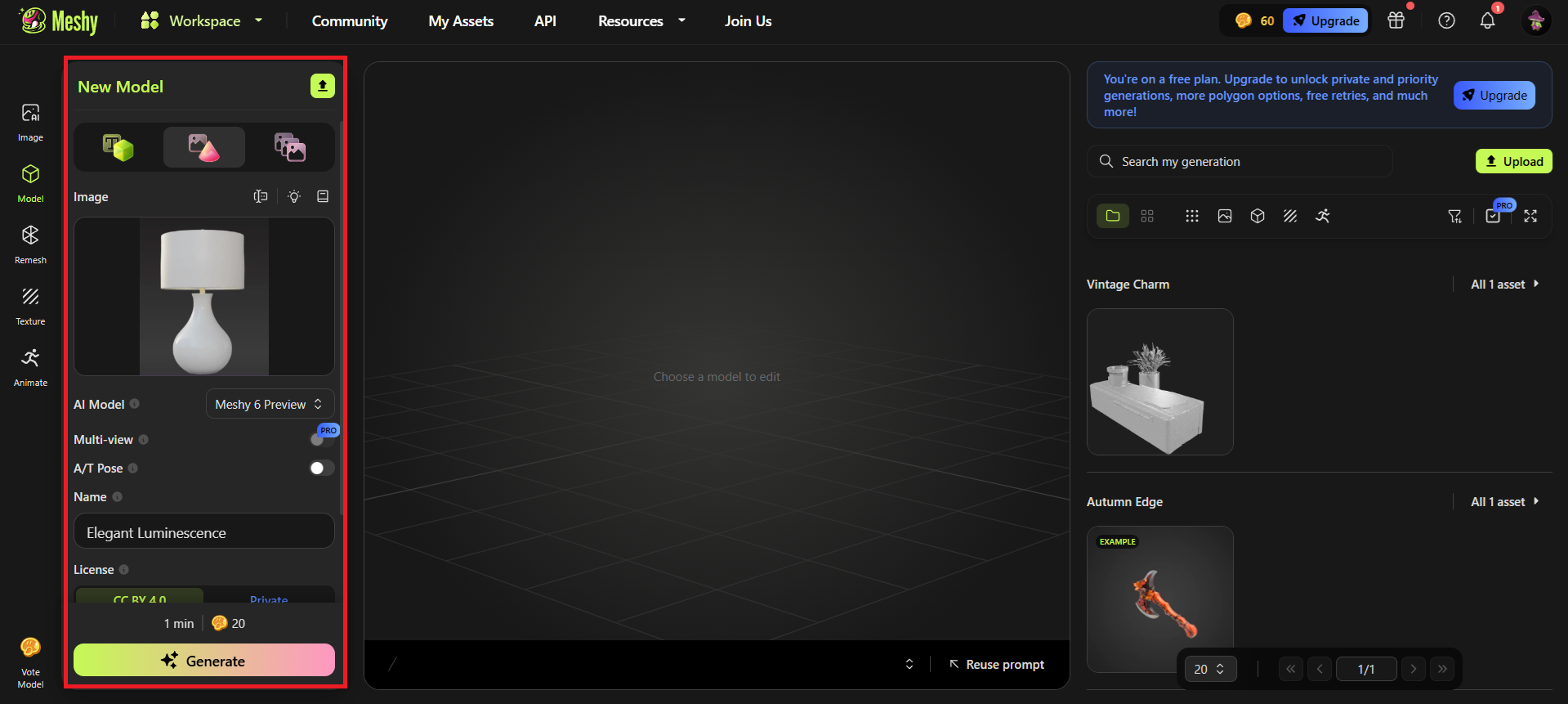 Type in a prompt and choose an AI model