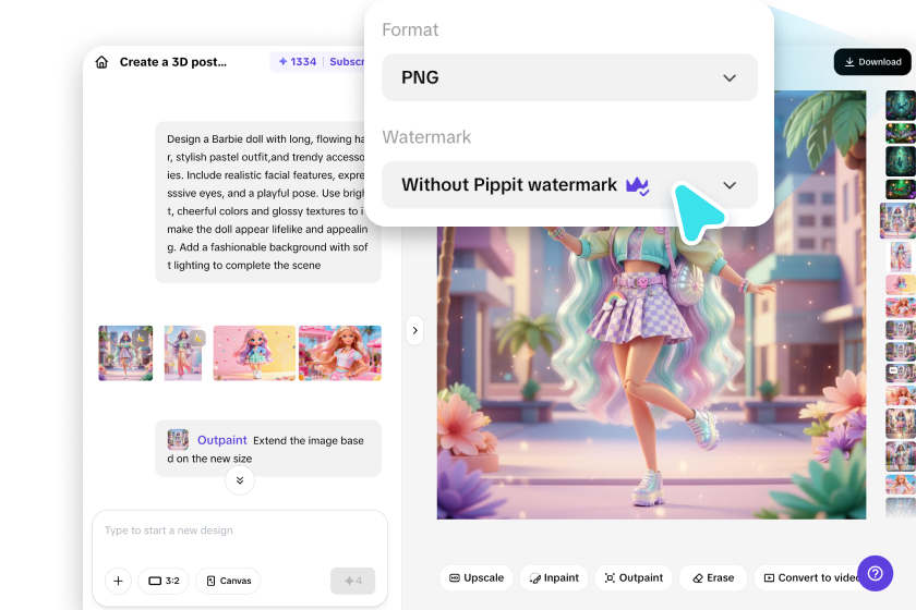 Exporting custom Barbie from Pippit