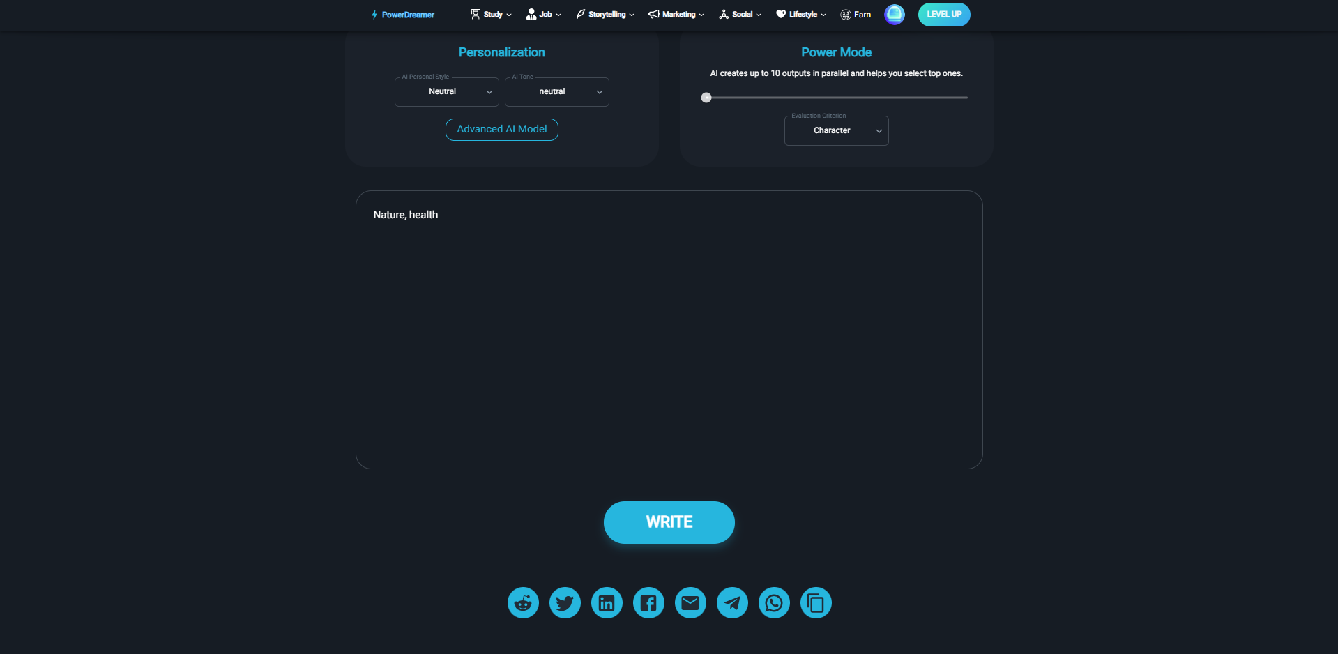 Interface of PowerDreamer - an easy to use Snapchat caption maker