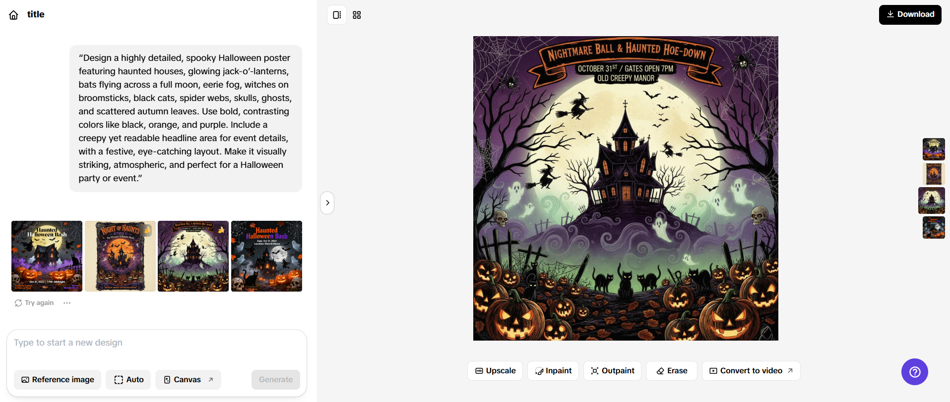 Create halloween poster from text