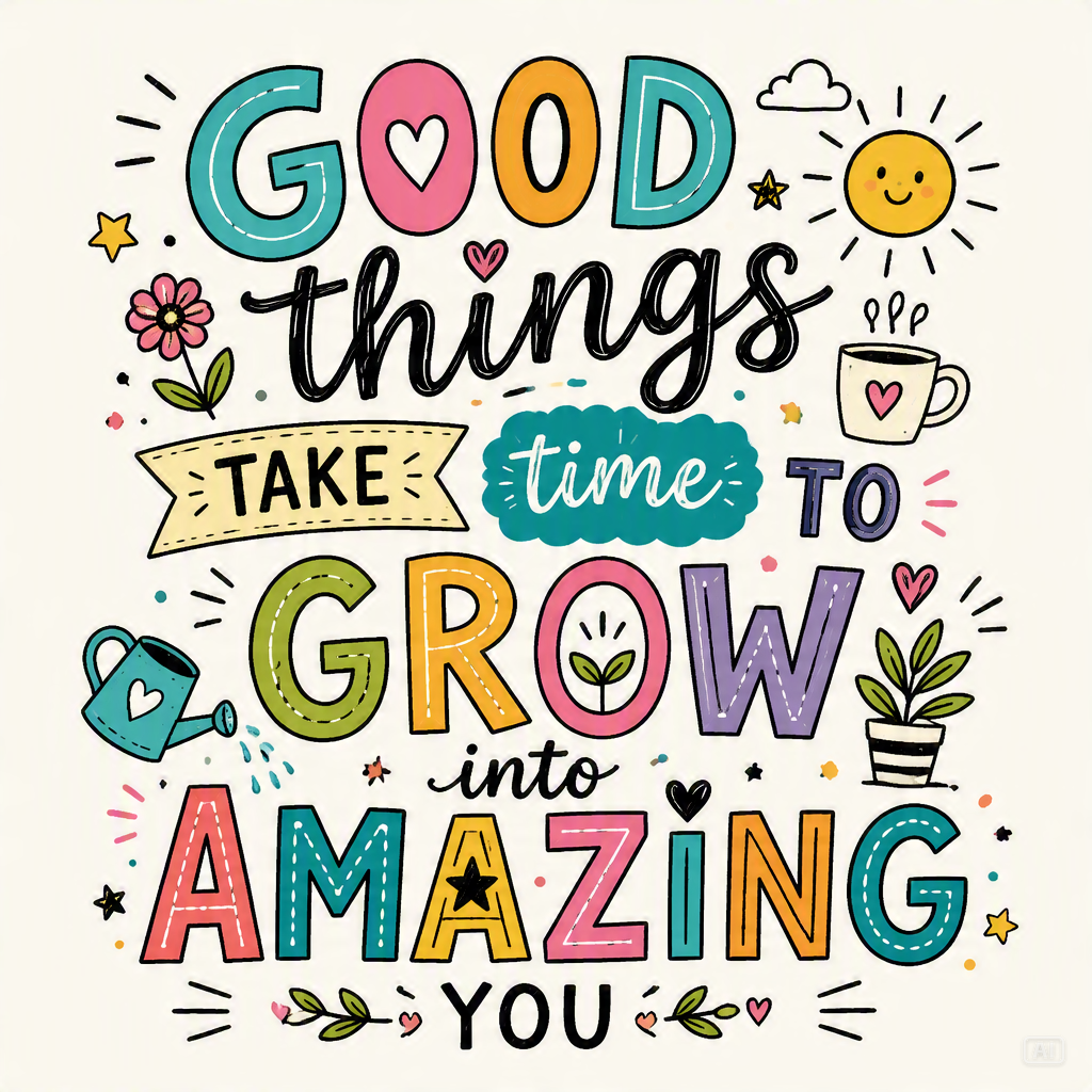 Typographic illustration doodle lettering image generated by Pippit