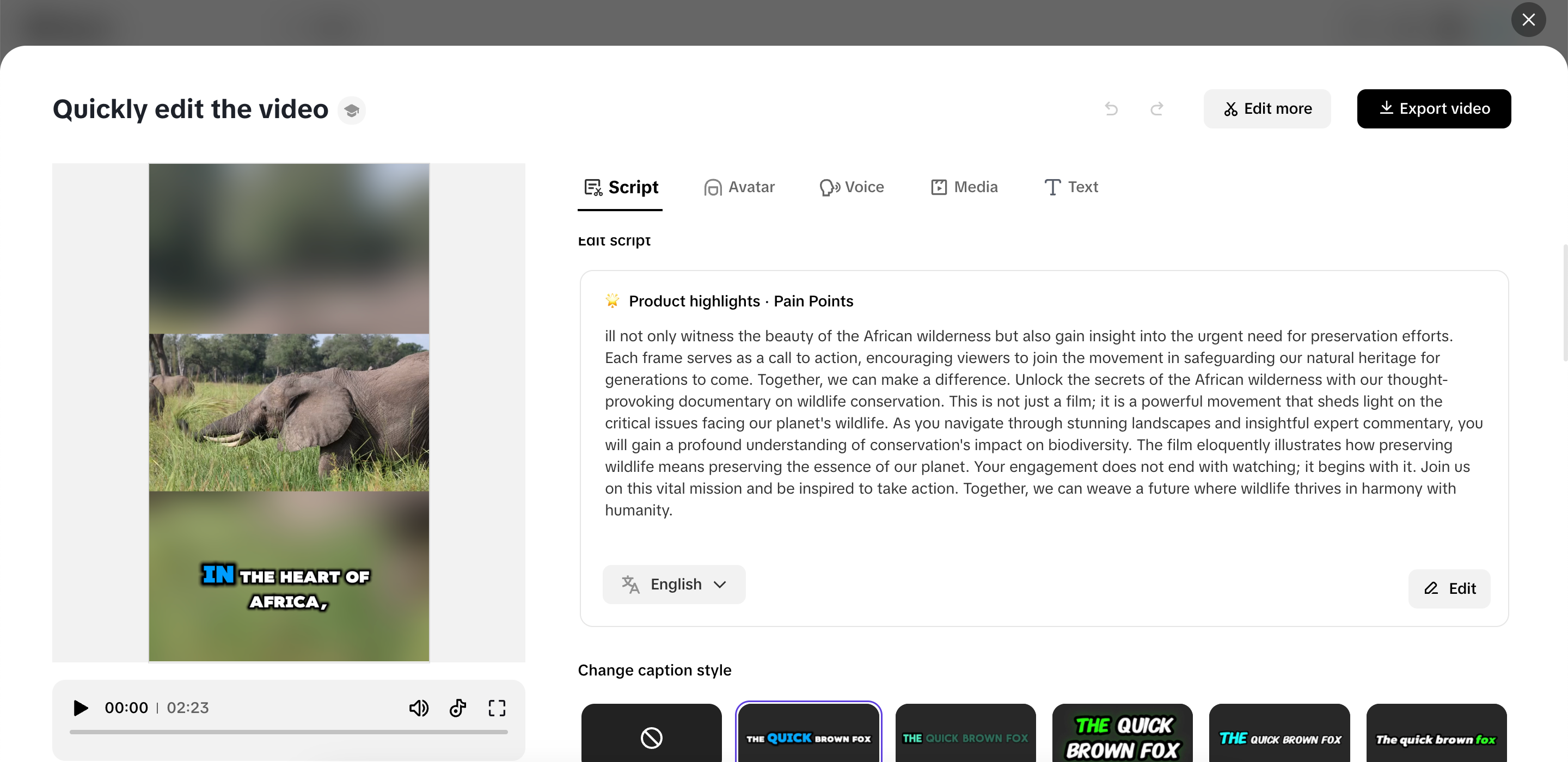 Ajuste rápido de tu video