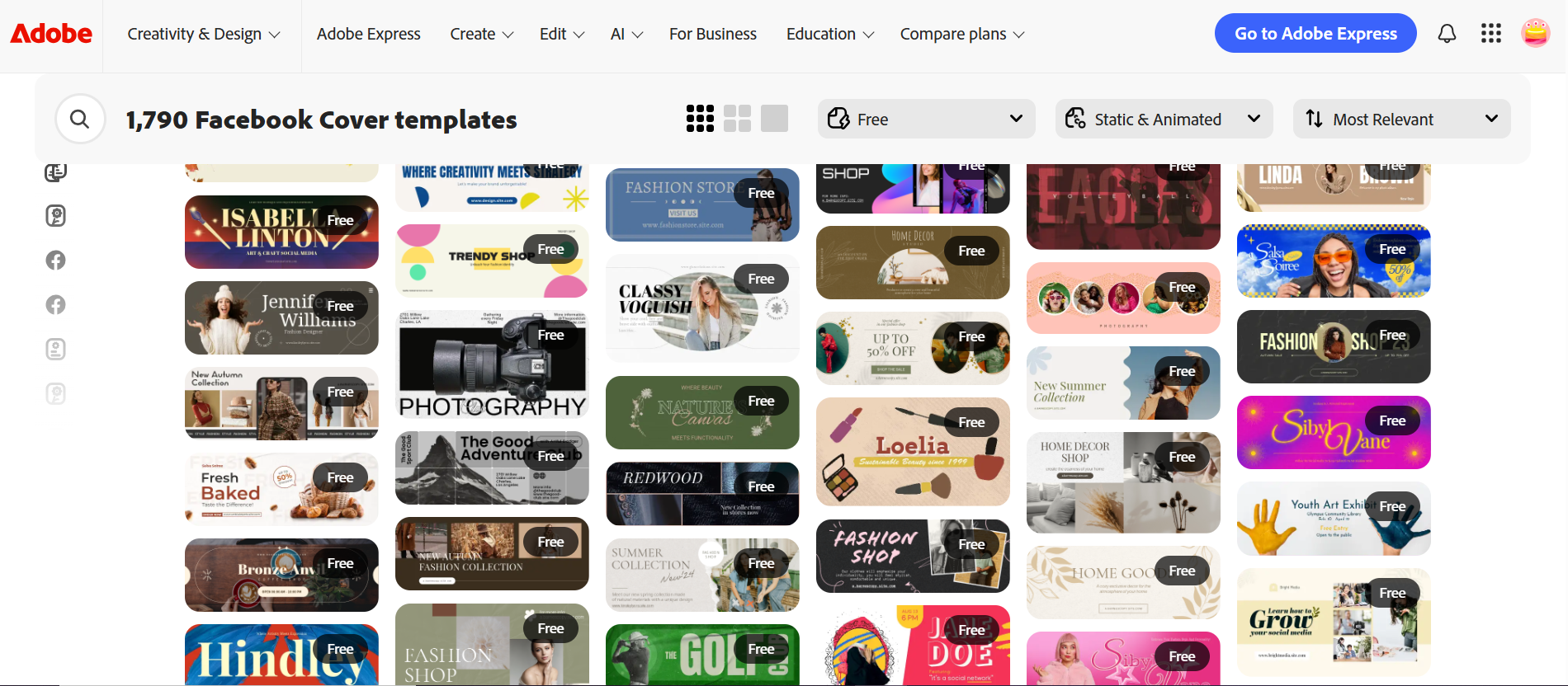 Adobe Express - website to alter the background black cover photo for the Facebook template