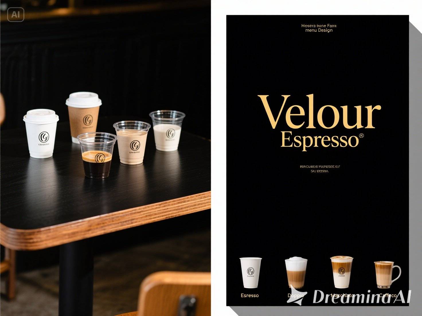 Menú de bar de espresso premium