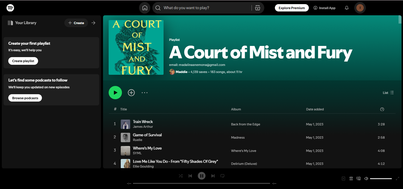 A Court of Mist and Fury by Sarah J. Maas – a fantasy favorite with the highest Spotify streams for audiobooks.