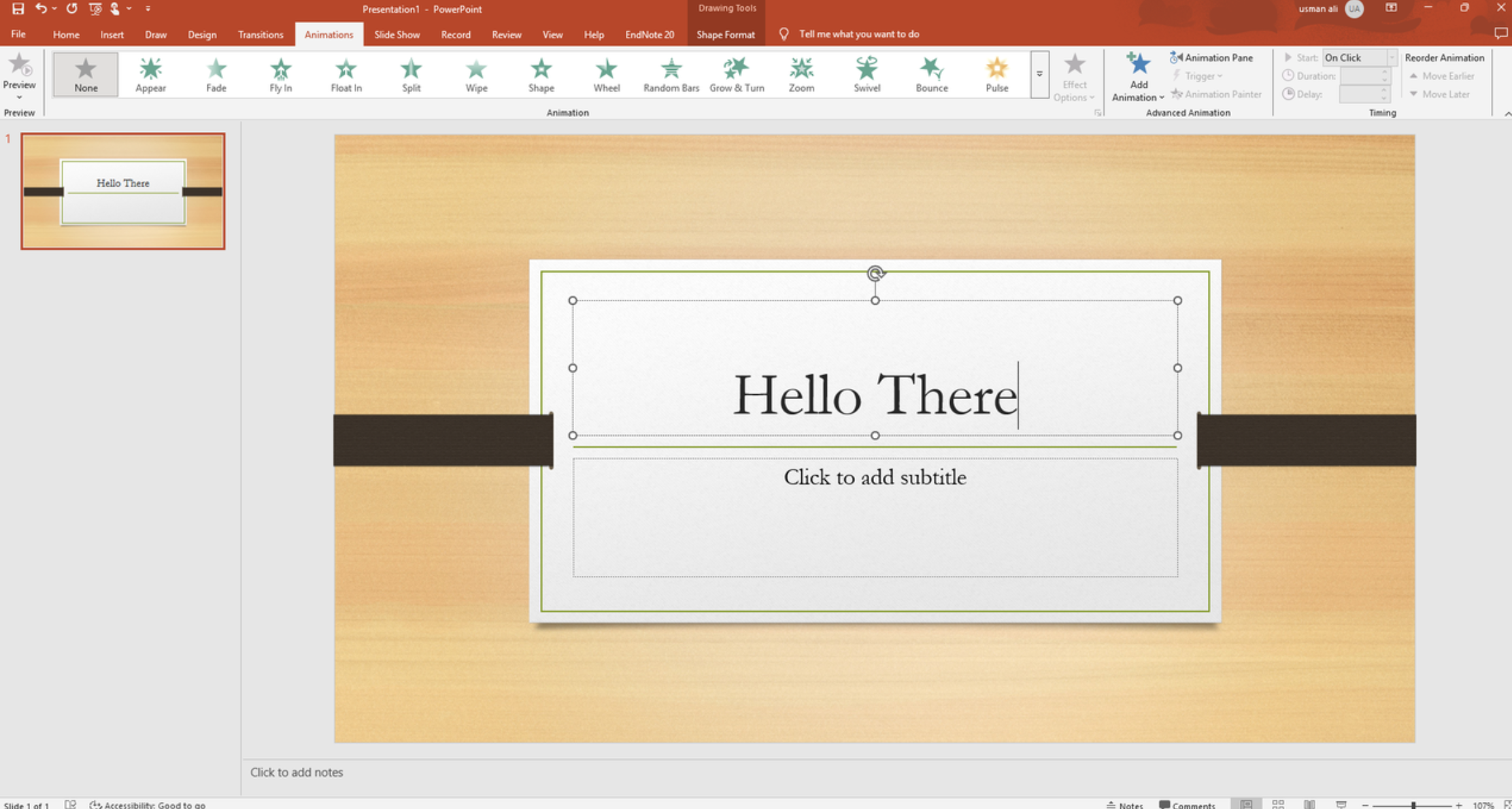 Opening the Animation Pane in the PowerPoint