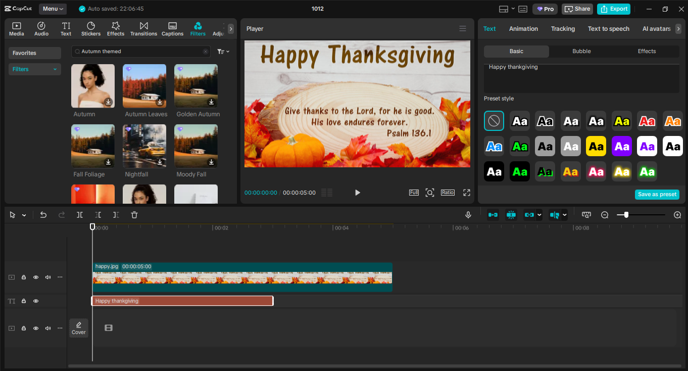 Editing interface of the CapCut desktop video editor
