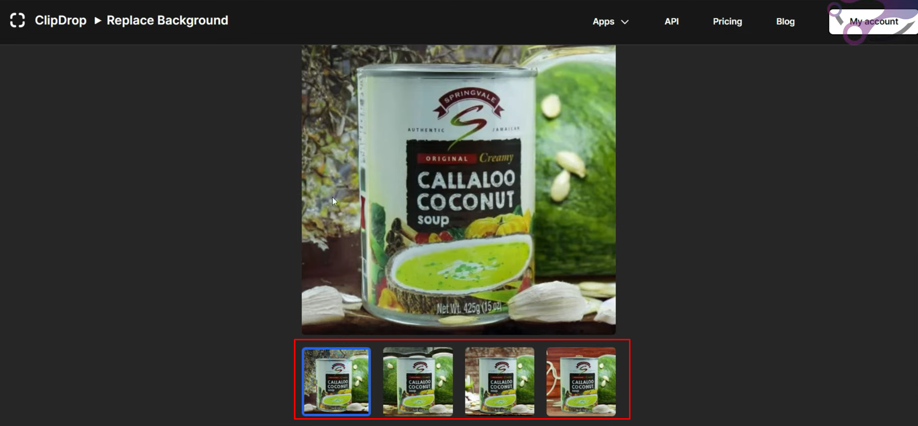Menjana latar belakang baharu dengan Clipdrop