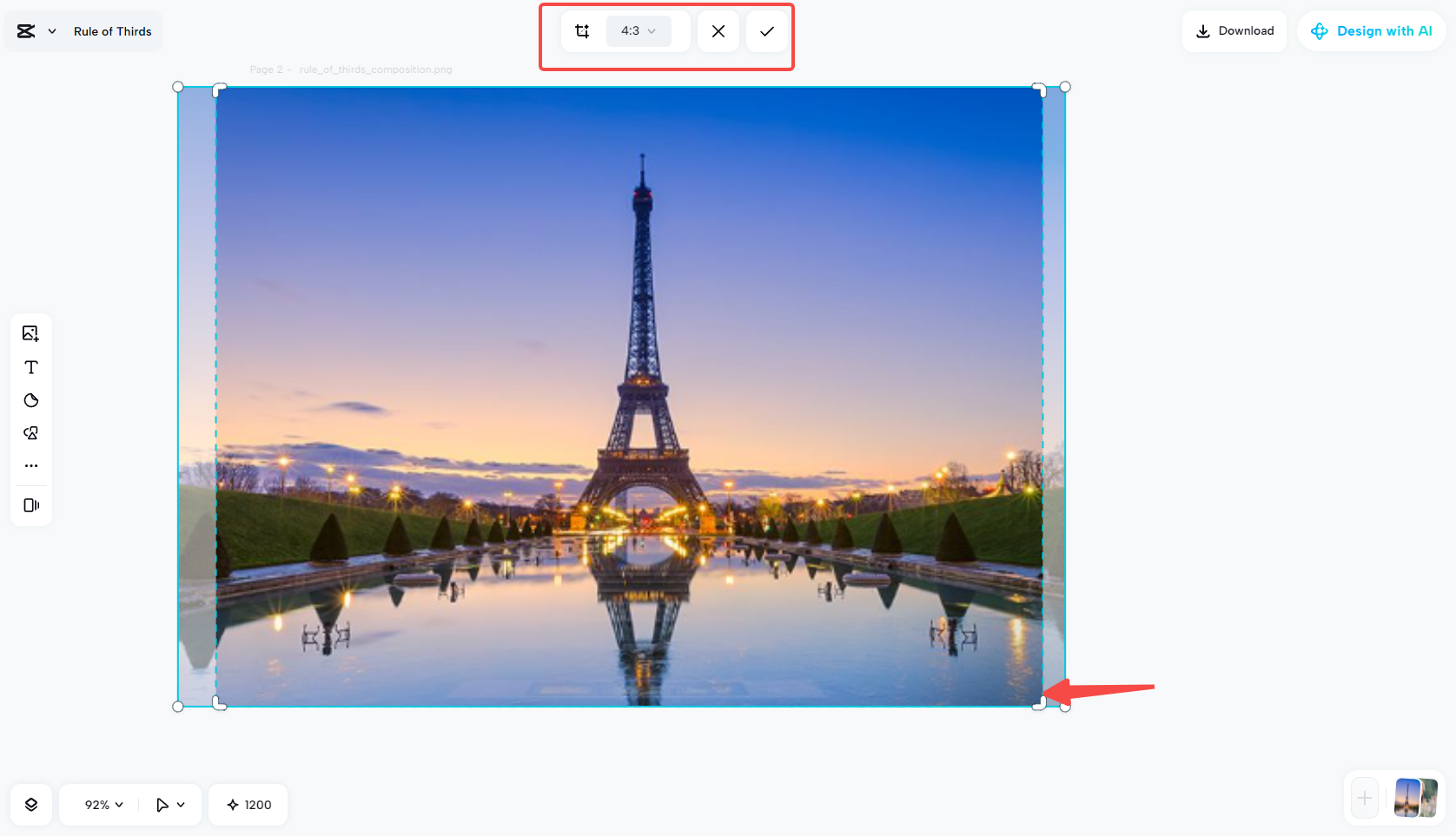 Crop and drag the image to create symmetry